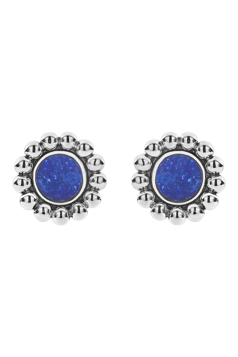 Maya Circle Stud Earrings, Main, color, SILVER/ LAPIS