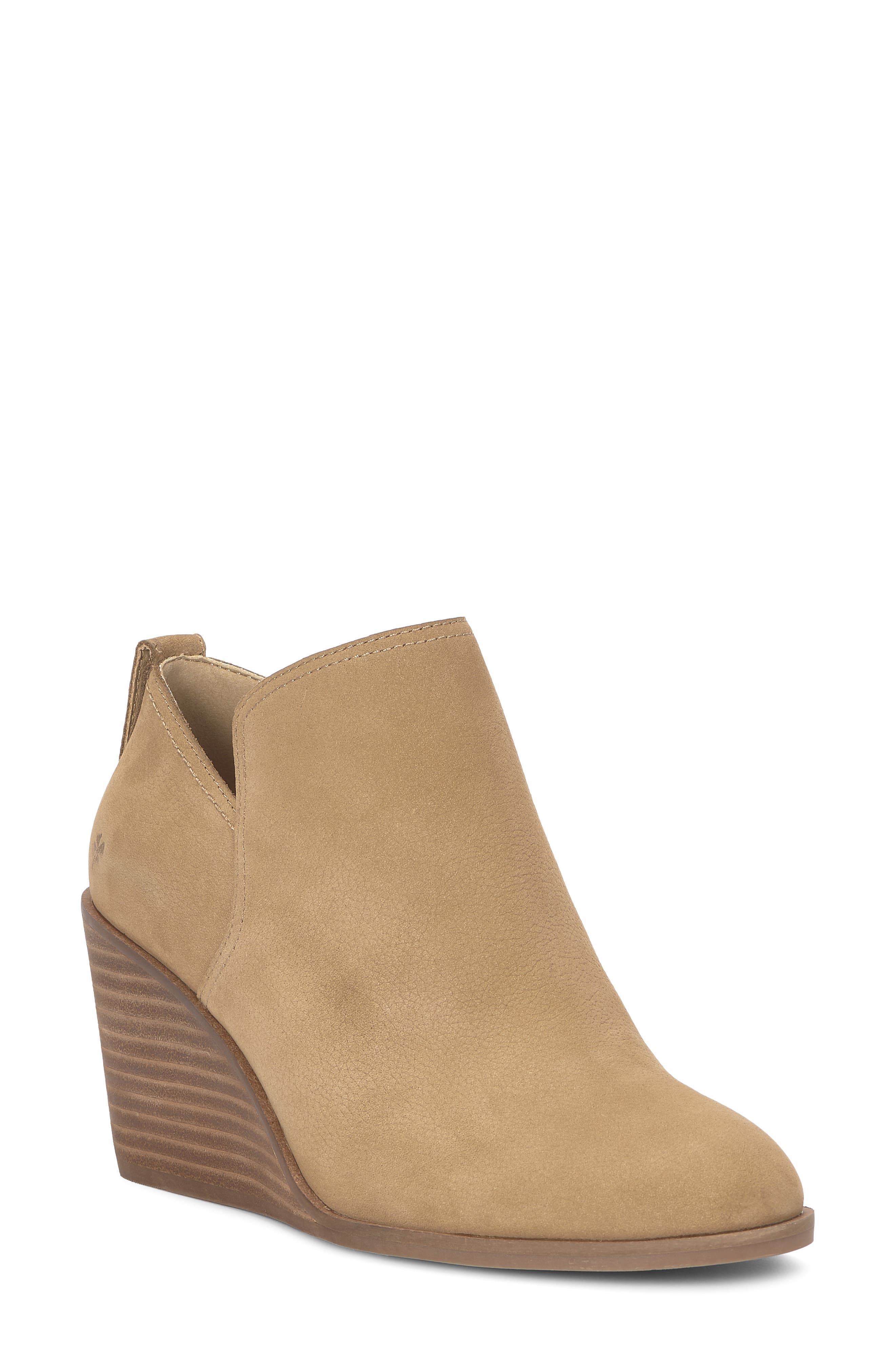 Zinlay Leather Wedge Bootie, Main, color, MDBEIGE 01