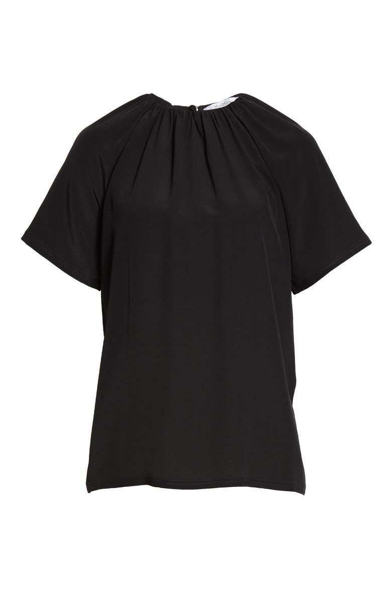 Spezie Gathered Neck Jersey Top, Alternate, color, BLACK