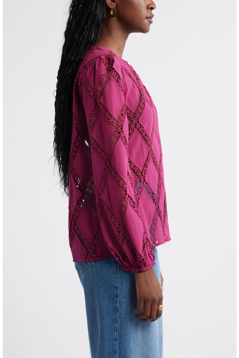Lattice Lace Sheer Cotton Top, Alternate, color, BURGUNDY BEAUTY
