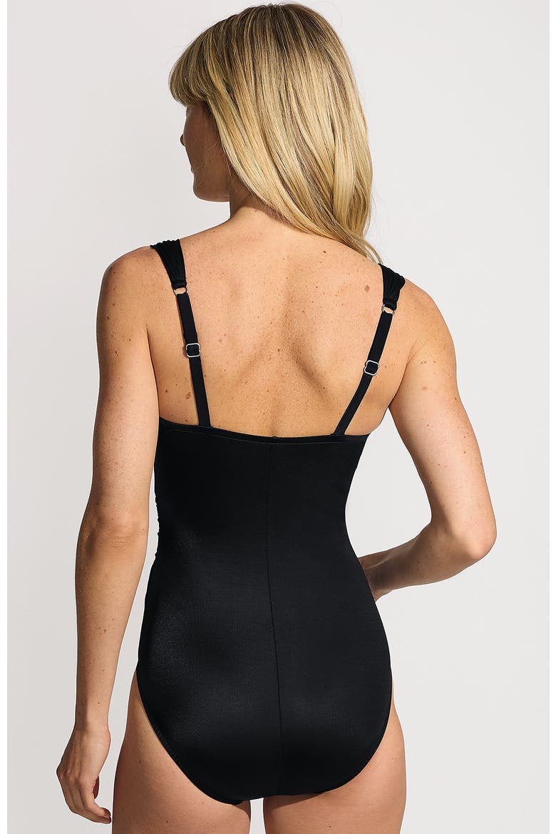Smoothing Sweetheart Shirred One Piece, Alternate, color, Black