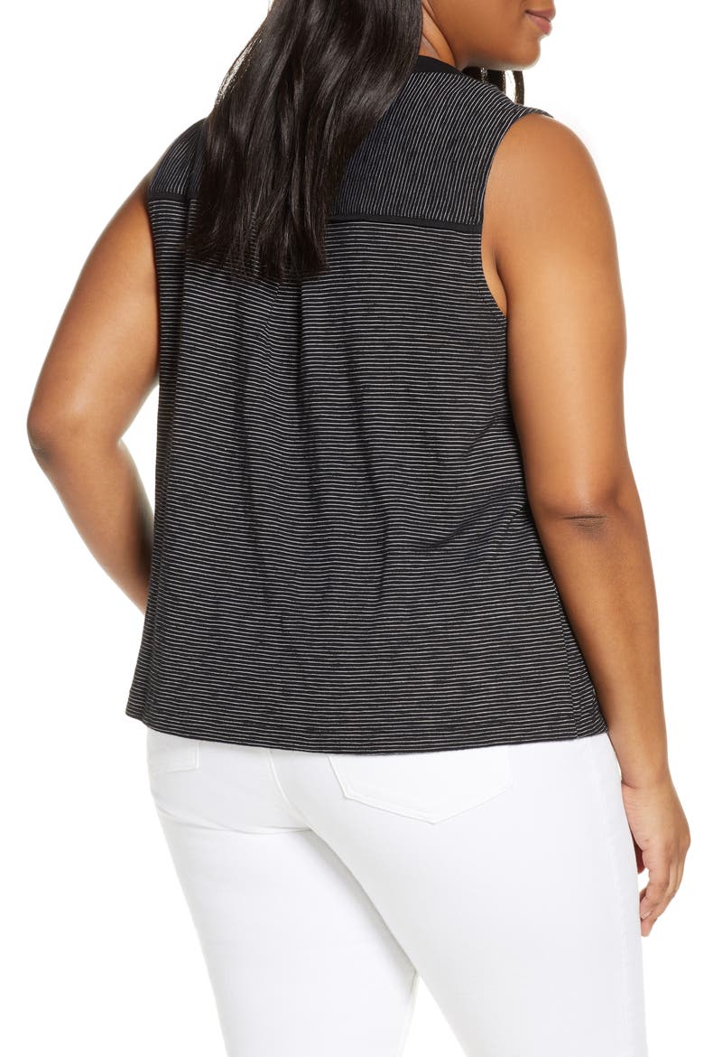 Stripe Knit Tank Top, Alternate, color, BLACK- WHITE THIN STRIPE