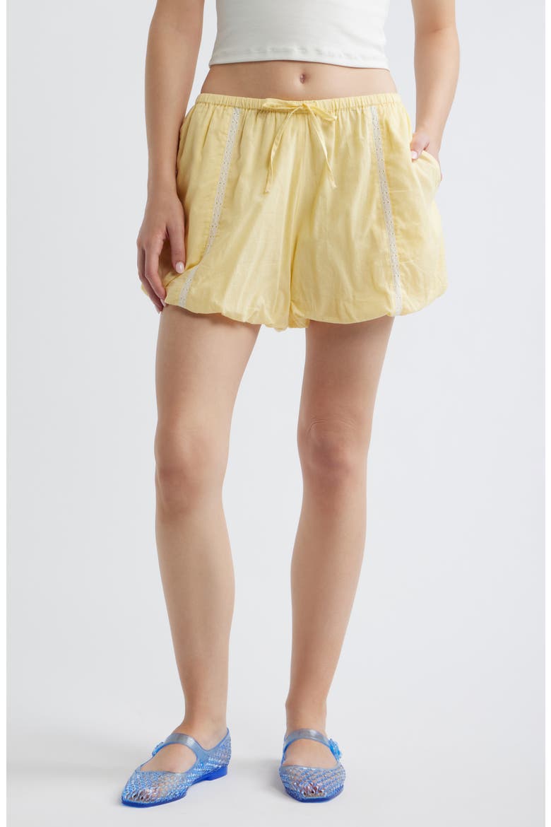 Maura Lace Trim Shorts, Main, color, BUTTER