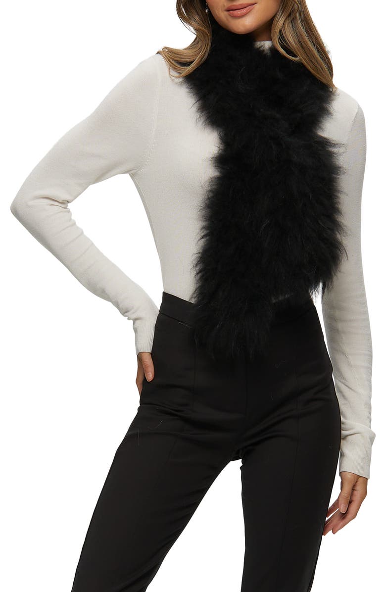 GORSKI Genuine Shearling Knit Pull-Through Scarf, Main, color, Black