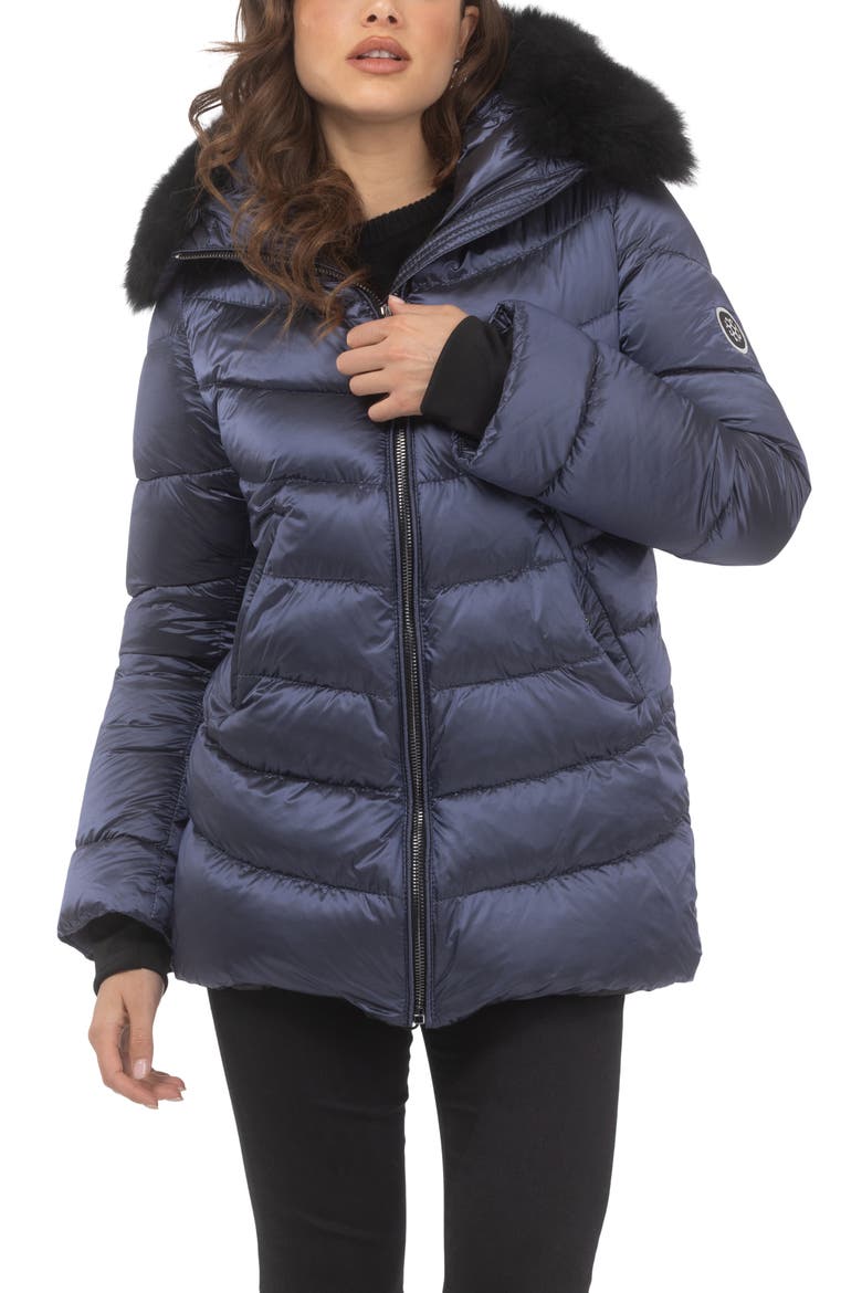 Apres-Ski Jacket With Detachable Toscana Hood Trim, Alternate, color, OCEAN BLUE/BLACK