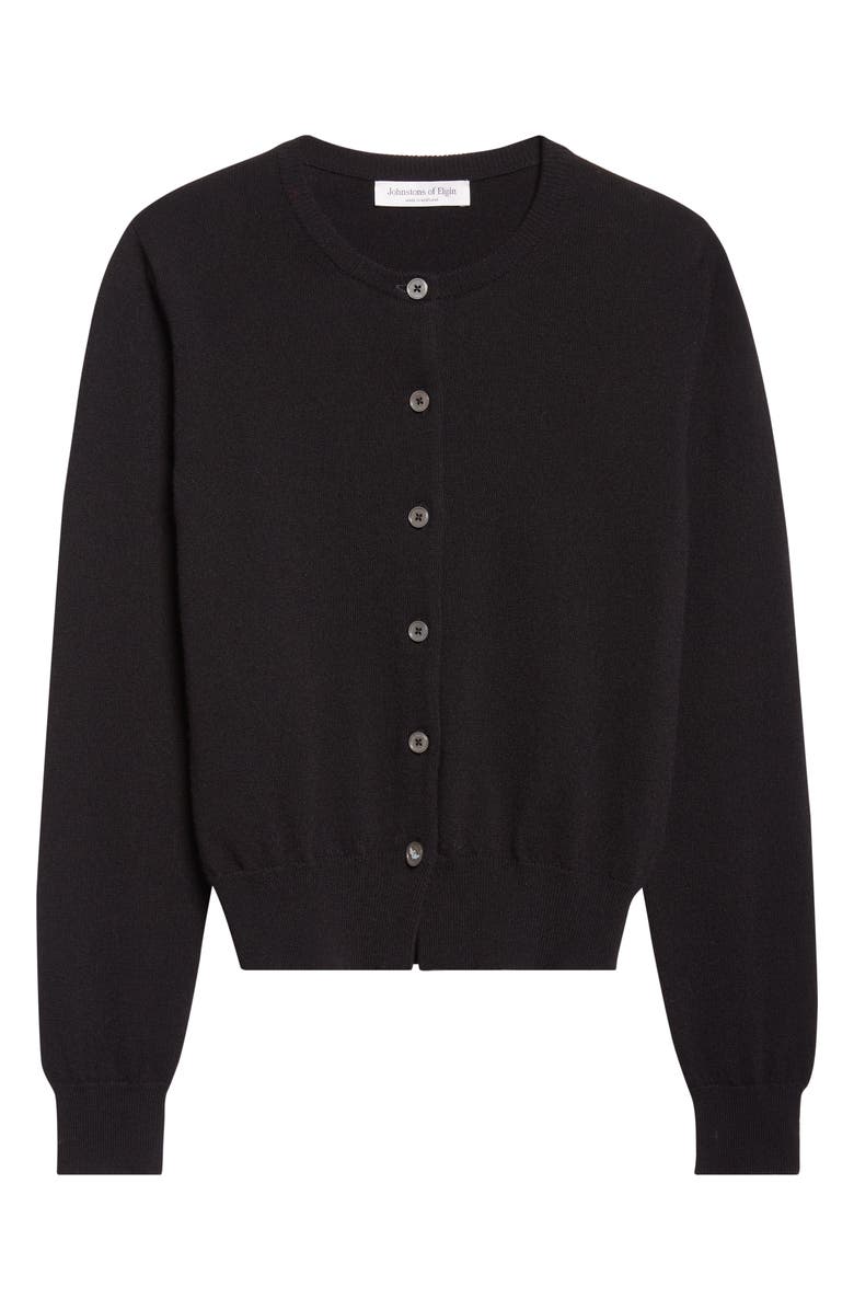 Johnstons of Elgin Iris Cashmere Crewneck Cardigan, Alternate, color, Black