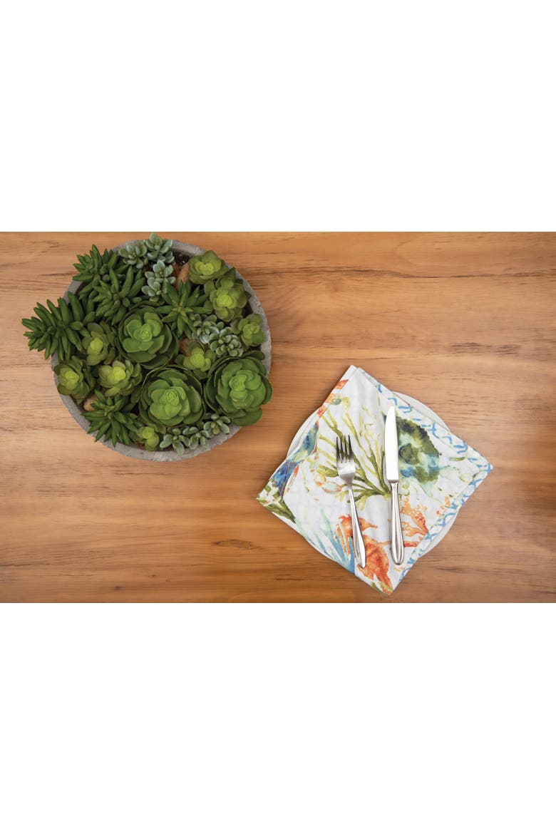 Marino Reversible Colorful Coastal Cloth Napkin Set of 6, Alternate, color, Blue