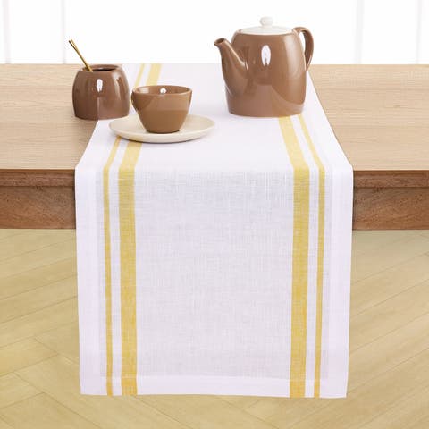 Linen Table Runner for Dining Table, Holiday and Everyday Table Decor - French Stripe