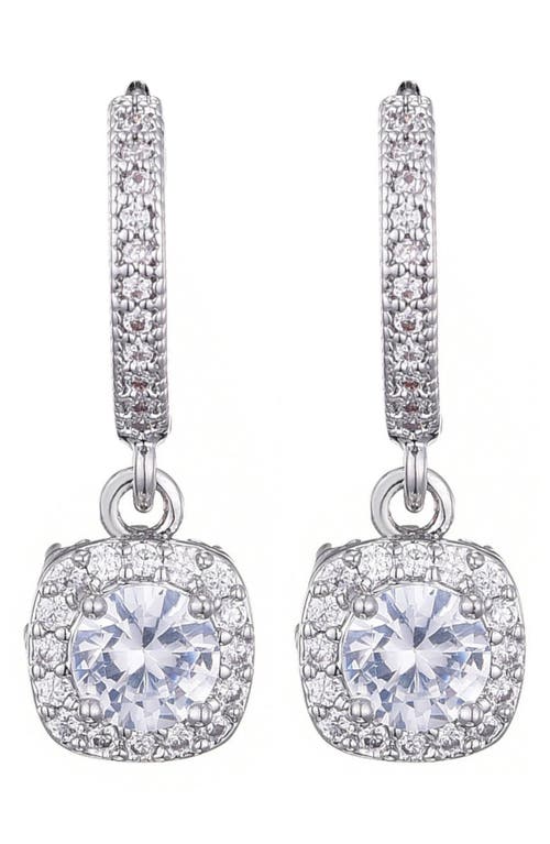 Adornia Cubic Zirconia Drop Huggie Hoop Earrings In Silver