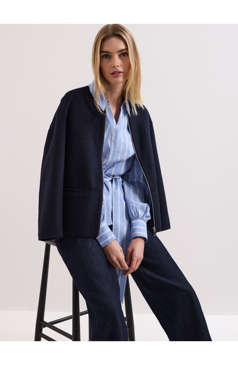 Phase Eight Collared Statement-Belt Shirt, Alternate, color, Blue