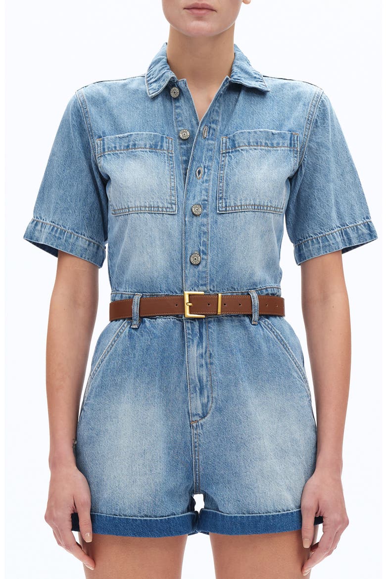 Chloe Denim Romper, Alternate, color, DOVE