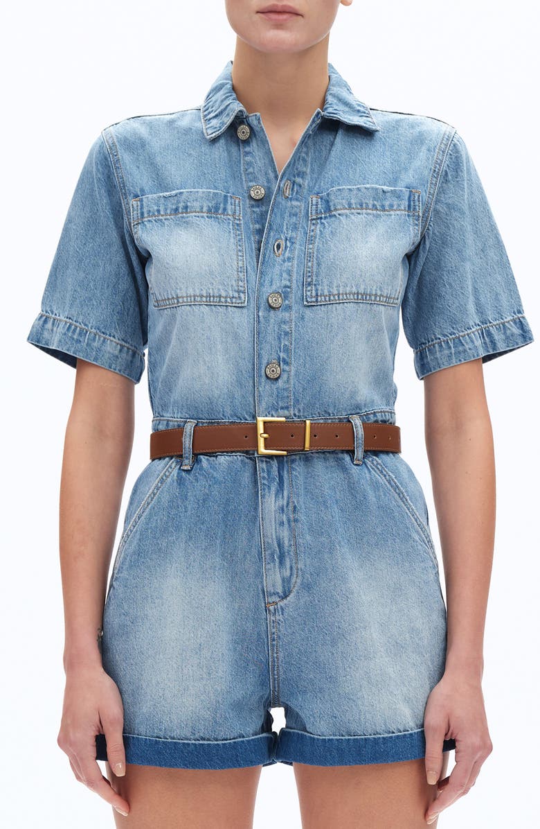 Bayeas Chloe Denim Romper, Alternate, color, Dove