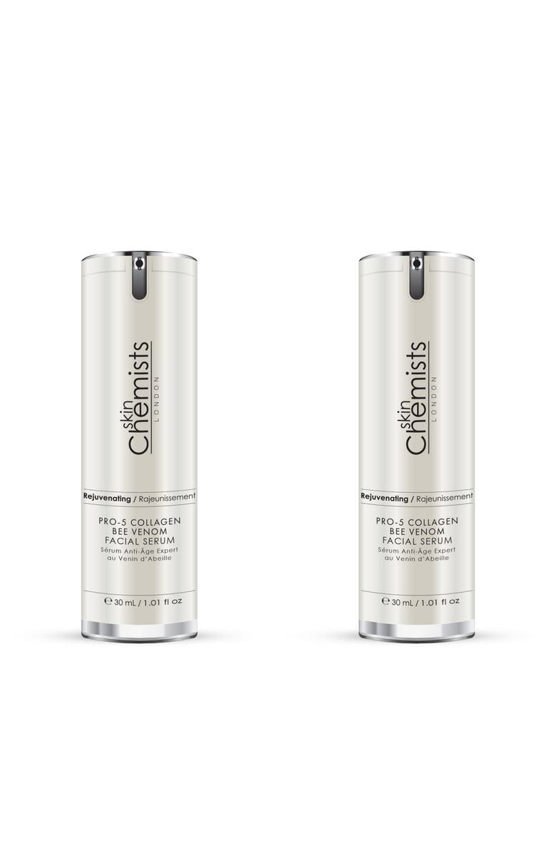 SKINCHEMISTS Pro-5 Collagen Bee Venom Facial Serum 30ml x 2 Duo Set, Main, color, White