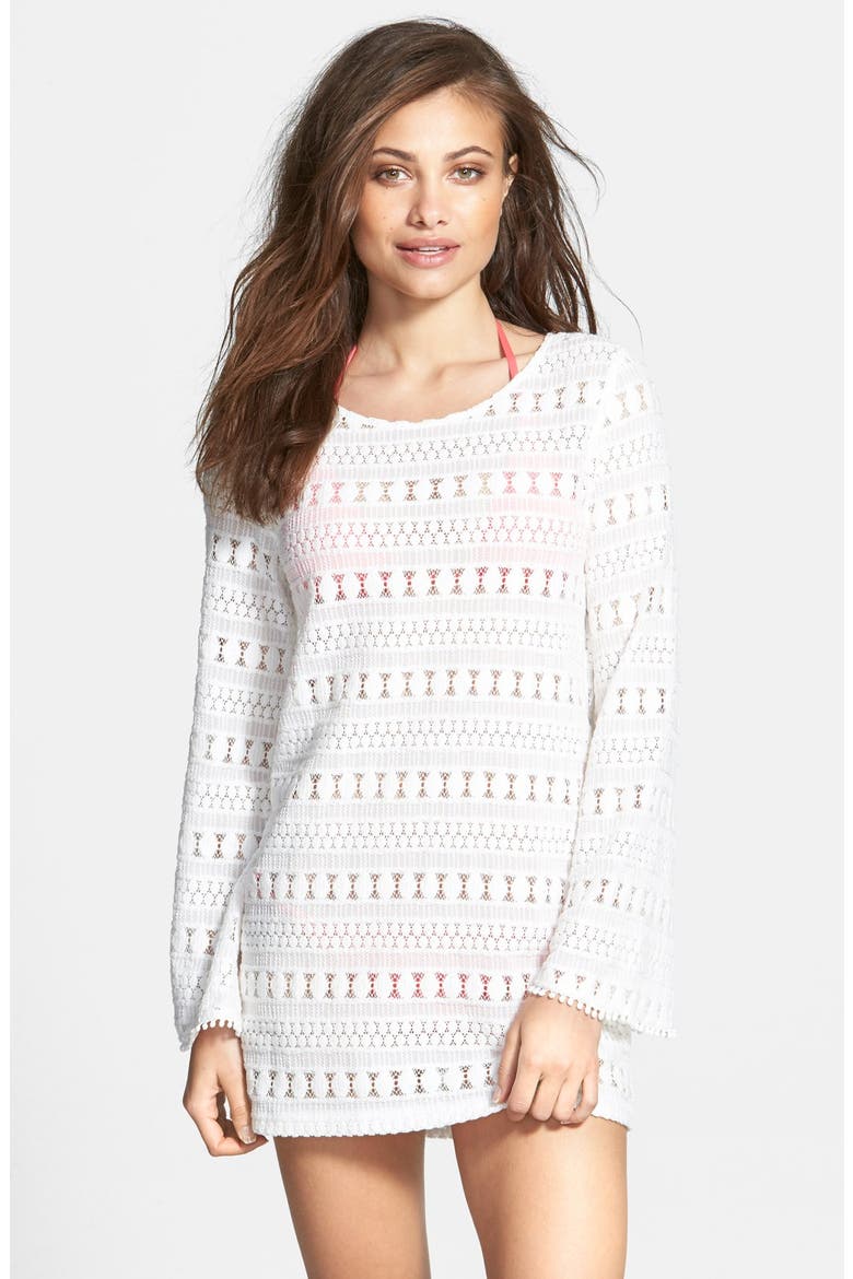 'Monte Carlo' Bell Sleeve Cover-Up Tunic, Main, color, OFF-WHITE