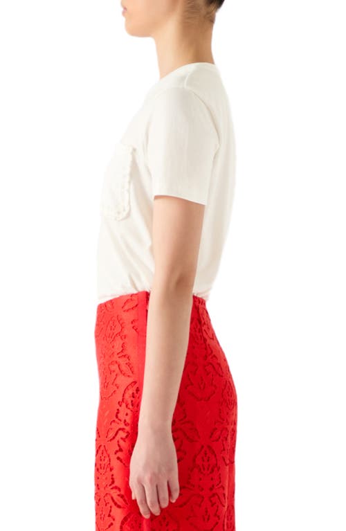 Lk Bennett Hallly Frill Pocket Cotton T-shirt In Ivory