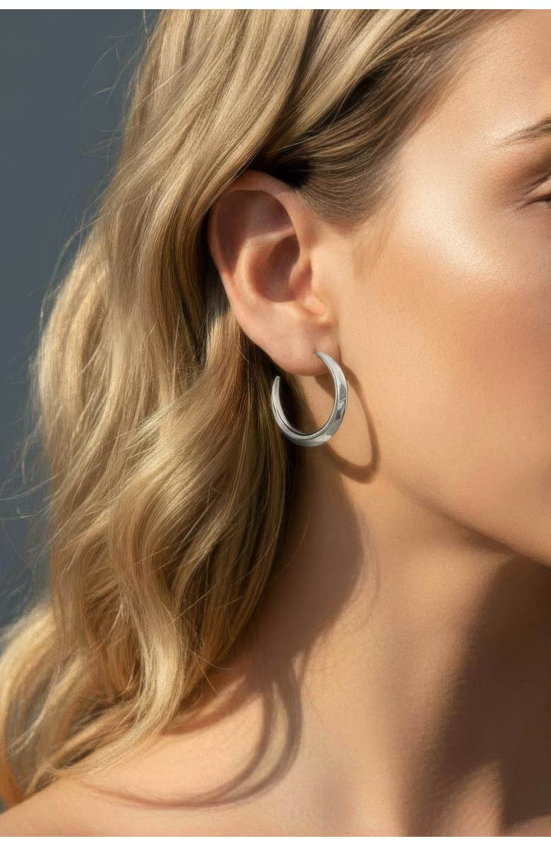 Astor & Orion Crescent Hoops, Alternate, color, Silver