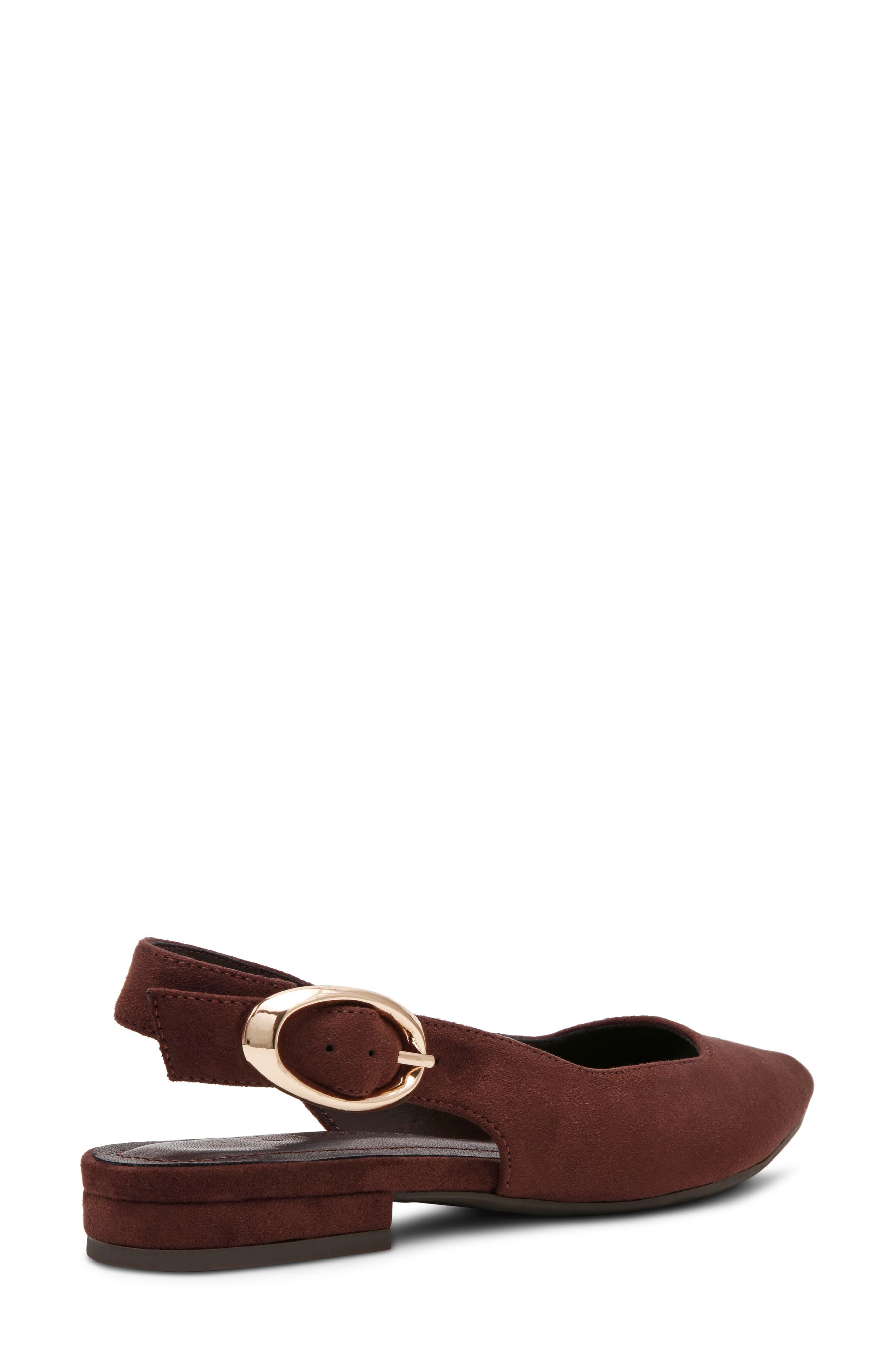 Kalil Faux Leather Slingback Pointed Toe Flat, Alternate, color, BROWN MICROSUEDE