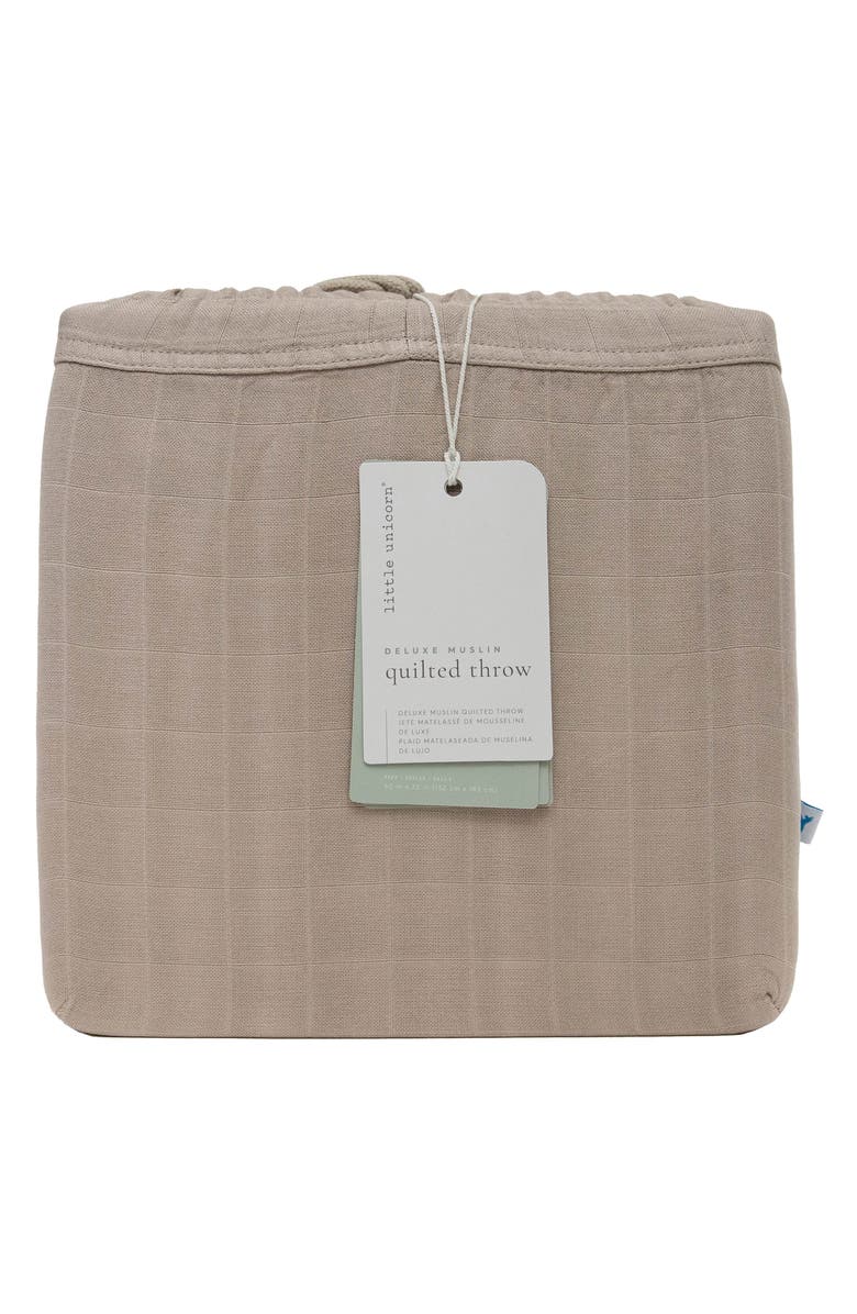 little unicorn Deluxe Muslin Quilted Throw, Alternate, color, Oatmeal
