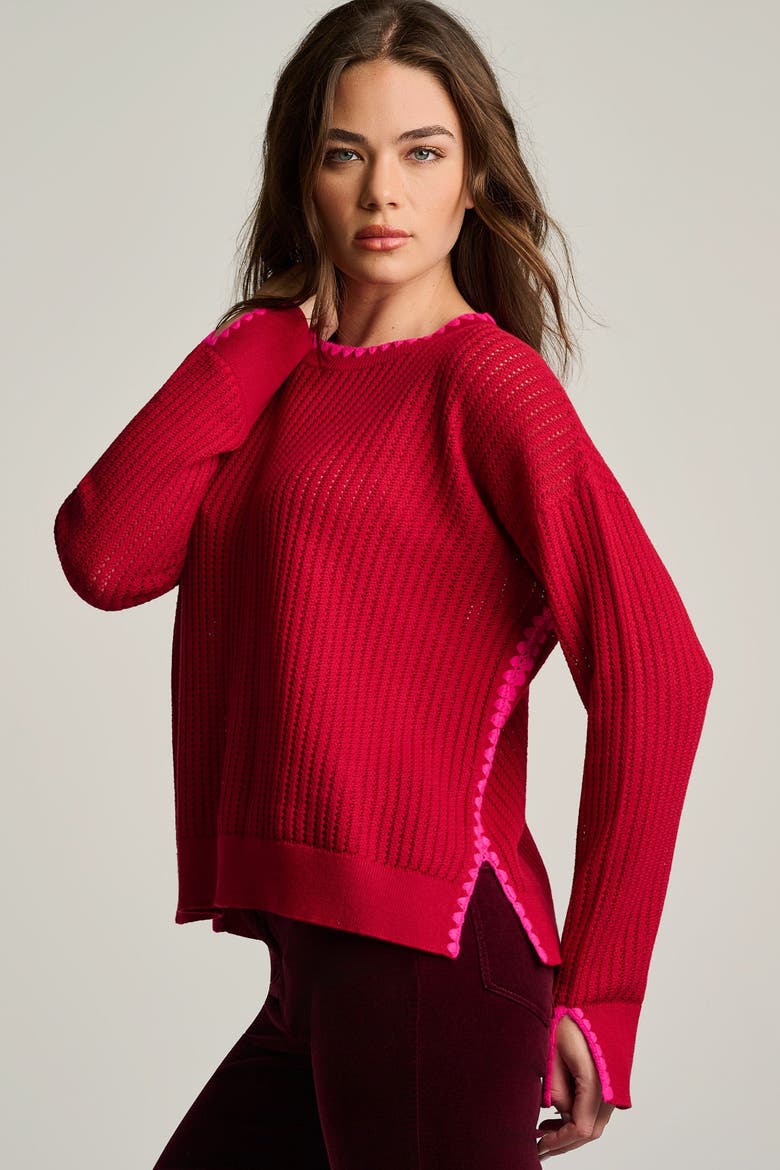 Power Stitch Cotton Pullover, Alternate, color, Spice Red