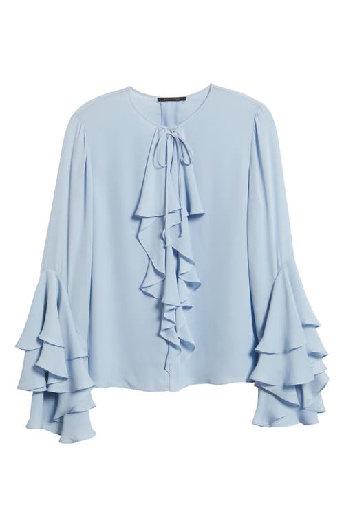 Kobi Halperin Turner Cascading Ruffle Silk Shirt In Blue