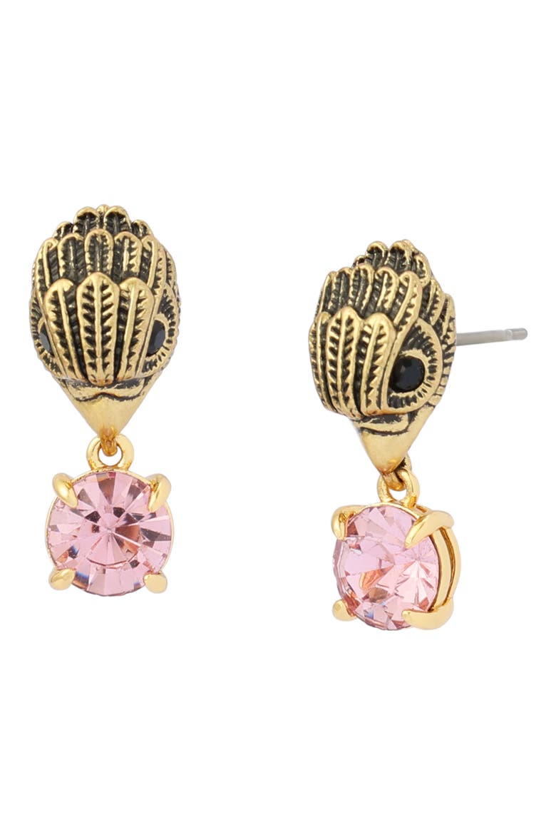 Small Eagle Stone Drop Earrings, Main, color, PINK