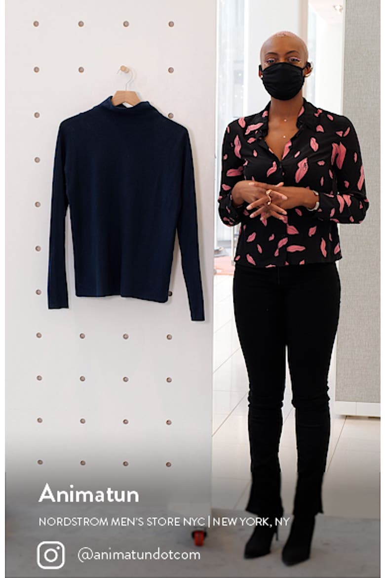 Trimless Wool & Cashmere Mock Neck Sweater video