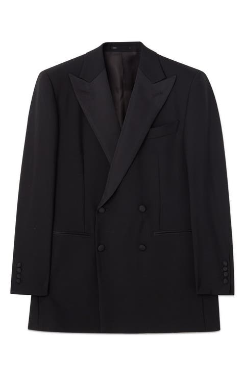 Solid Wool Double Breasted Blazer
