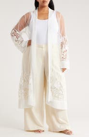 Forgotten Grace Embroidered Long Sleeve Mesh Duster