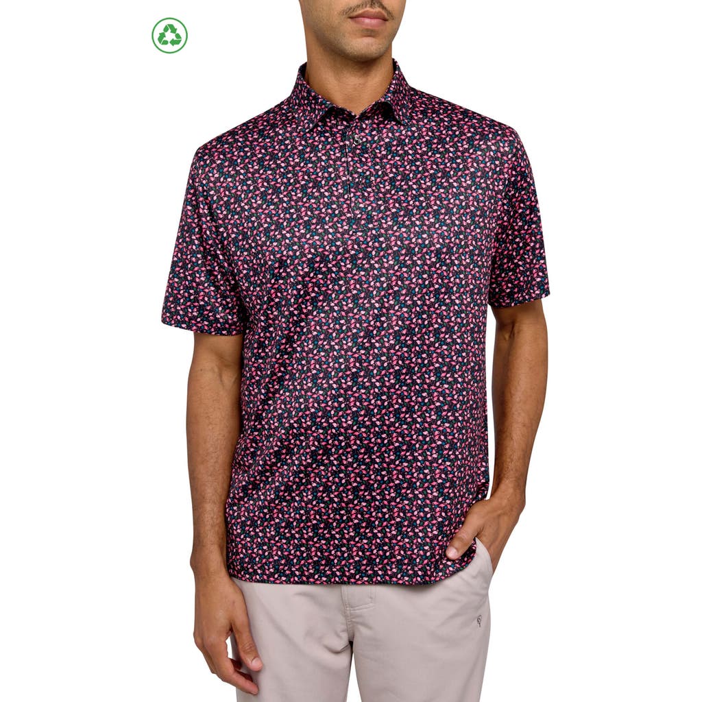 CONSTRUCT Micro Flamingo Print Performance Golf Polo in Black/multi  product