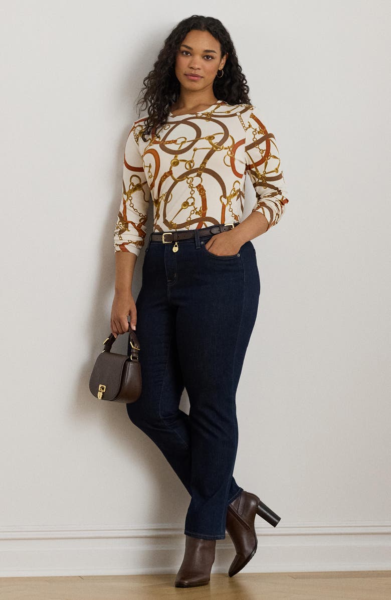 Lauren Ralph Lauren Katharin Print Top, Alternate, color, Cream Multi