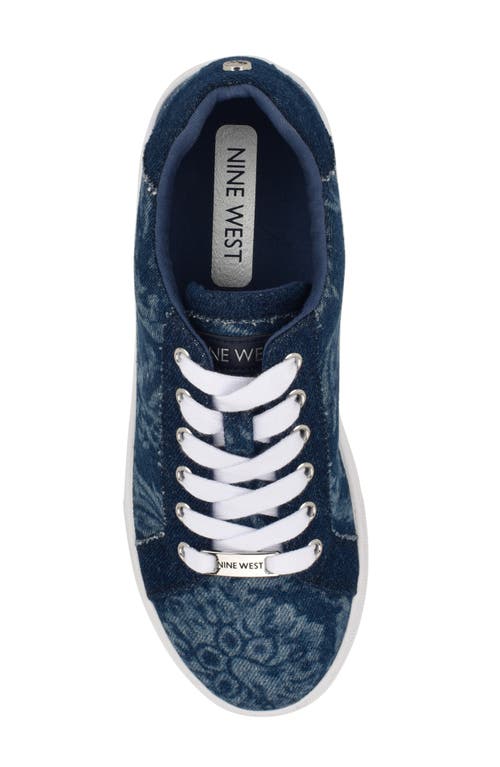 Nine West Gatsby Platform Sneaker In Dark Blue Denim Floral Multi