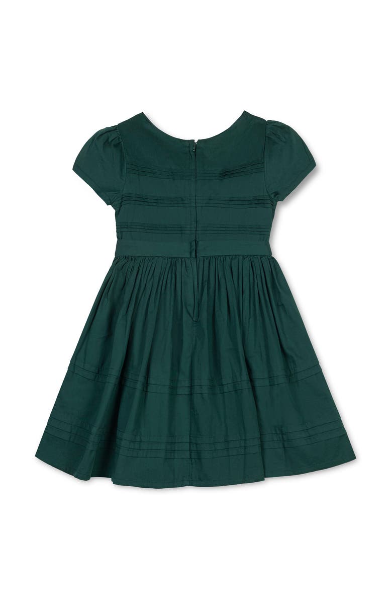 Hope & Henry Kids' Organic Special Occasion Pleated Sateen Party Dress, Alternate, color, Deep Green