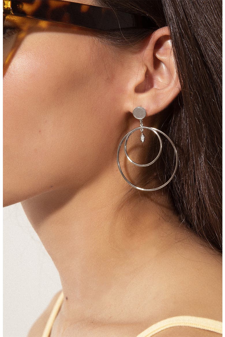 Bella Vita Diamond Hoops |  6 natural diamonds | 925 Sterling Silver | Earrings | Pin | White Rhodium, Alternate, color, White Rhodium