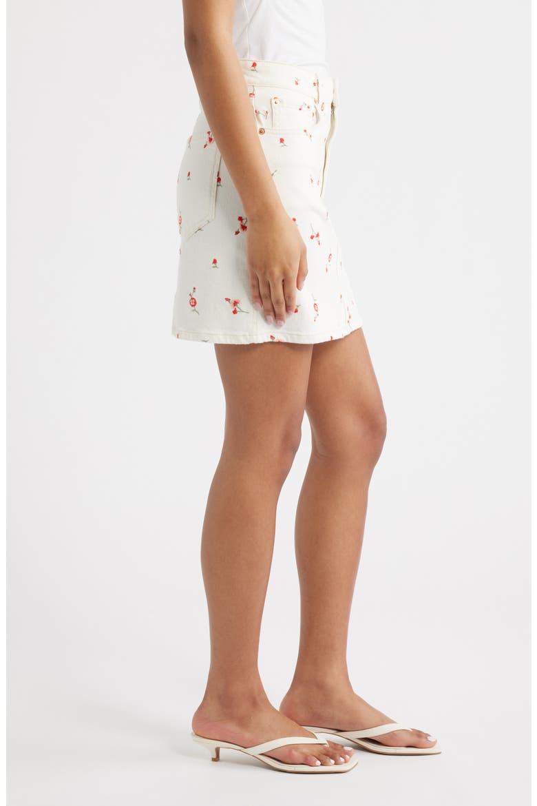 Burbank Floral Embroidered Denim Miniskirt, Alternate, color, ECRU ROMANTIC FLORAL
