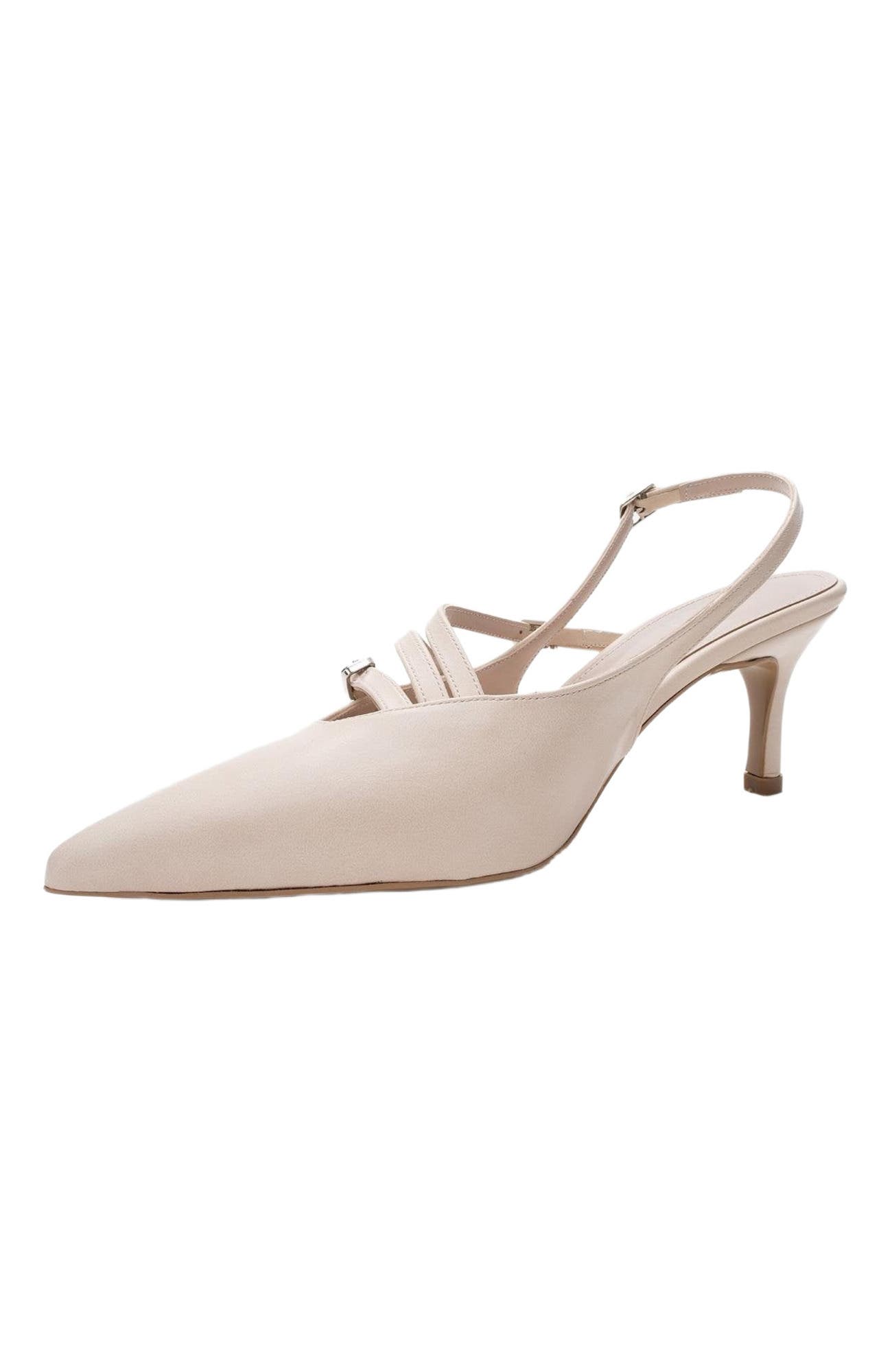 Magra Pointed-Toe Slingback Stiletto, Alternate, color, Beige Faux Leather