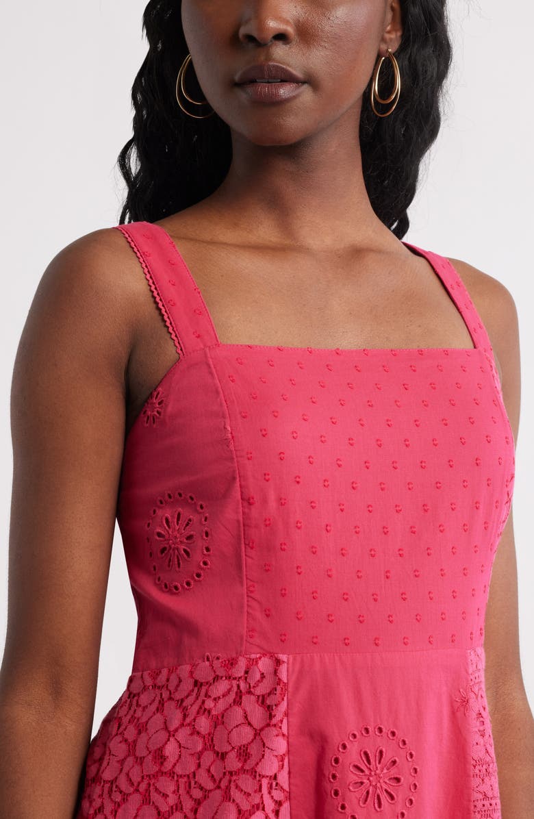 Chelsea28 Sleeveless Embroidered Eyelet Midi Sundress, Alternate, color, Red Jazzy