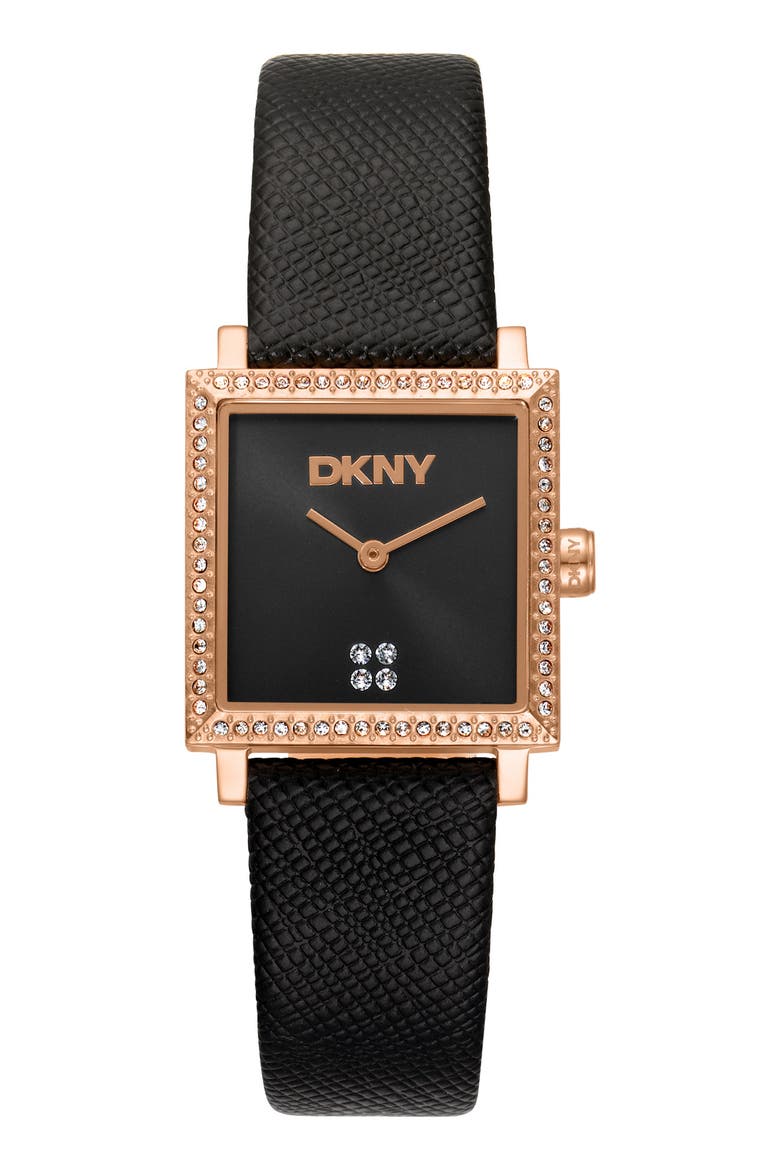Milanese Square Watch, 24mm x 31mm, Main, color, BLACK/ ROSE GOLD