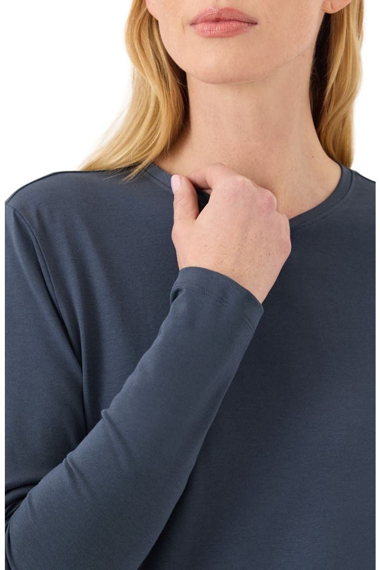 Luxe Essential Crewneck Long Sleeve Tee Made With Organic Cotton, Alternate, color, Steel Blue