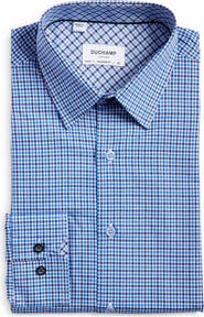 Duchamp Plaid Print Long Sleeve Tailored Fit Dress Shirt