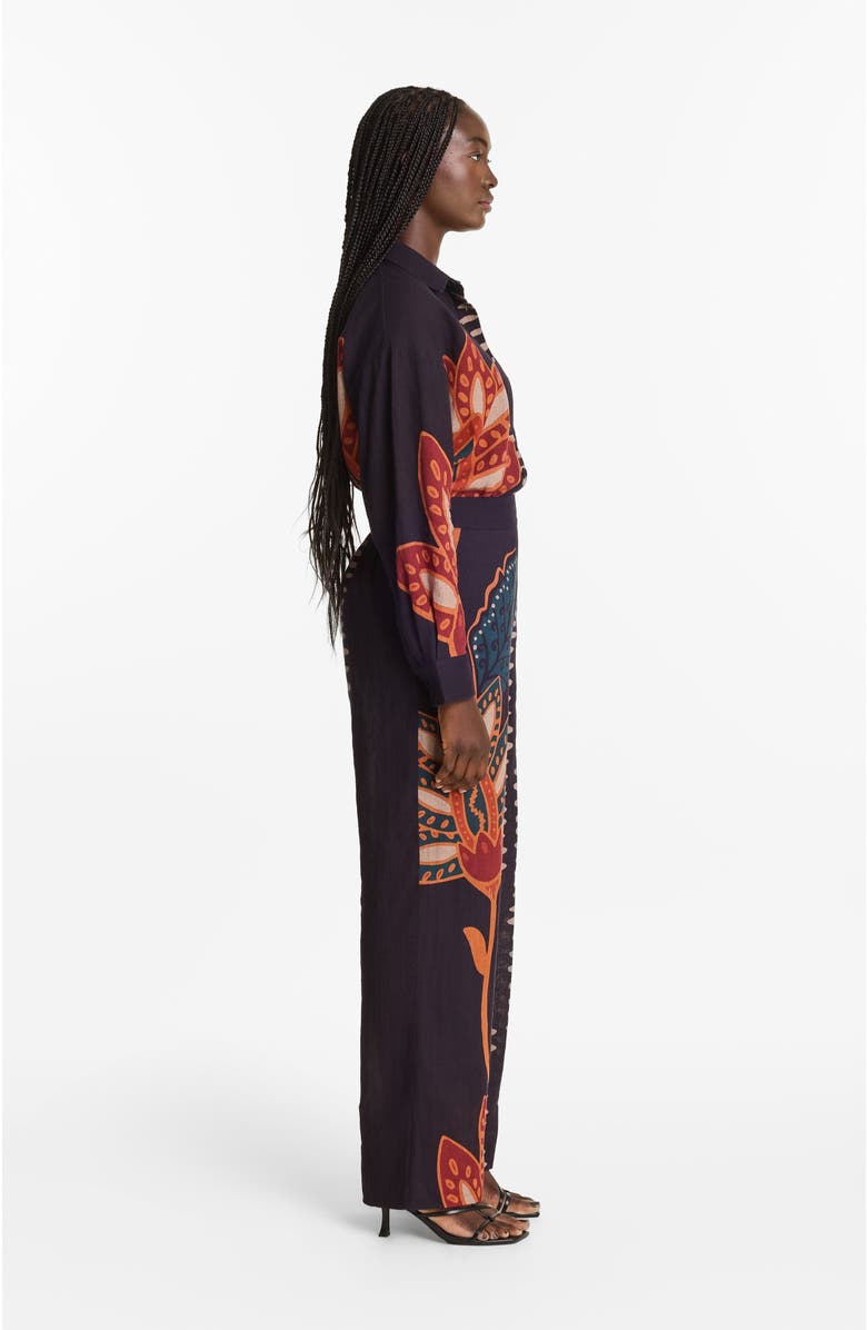 DIARRABLU Razu Printed Linen Tova Pants, Alternate, color, Razu Navy