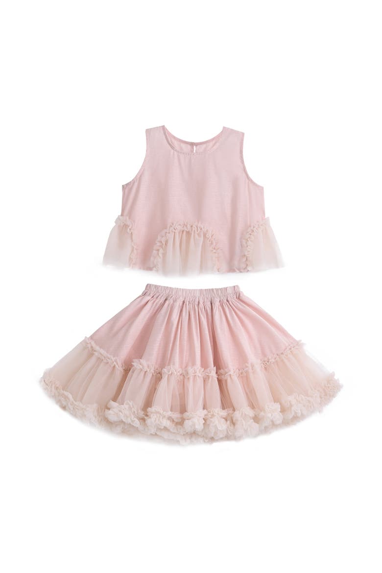Tulle Ruffle Skirt Set, Main, color, Pink