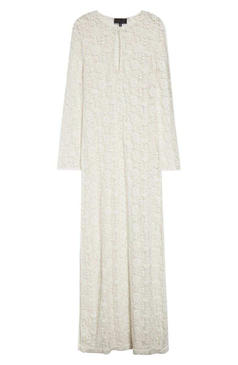 Nili Lotan Della Lace Long Sleeve Midi Dress, Alternate, color, Ivory