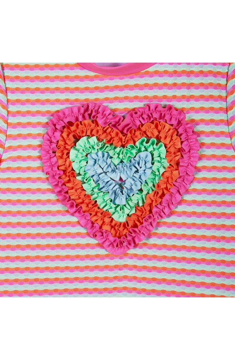 Andy & Evan Kids' Stripe Ruffle Short Sleeve Two-Piece Rashguard Swimsuit, Alternate, color, Pink Dot Stripe