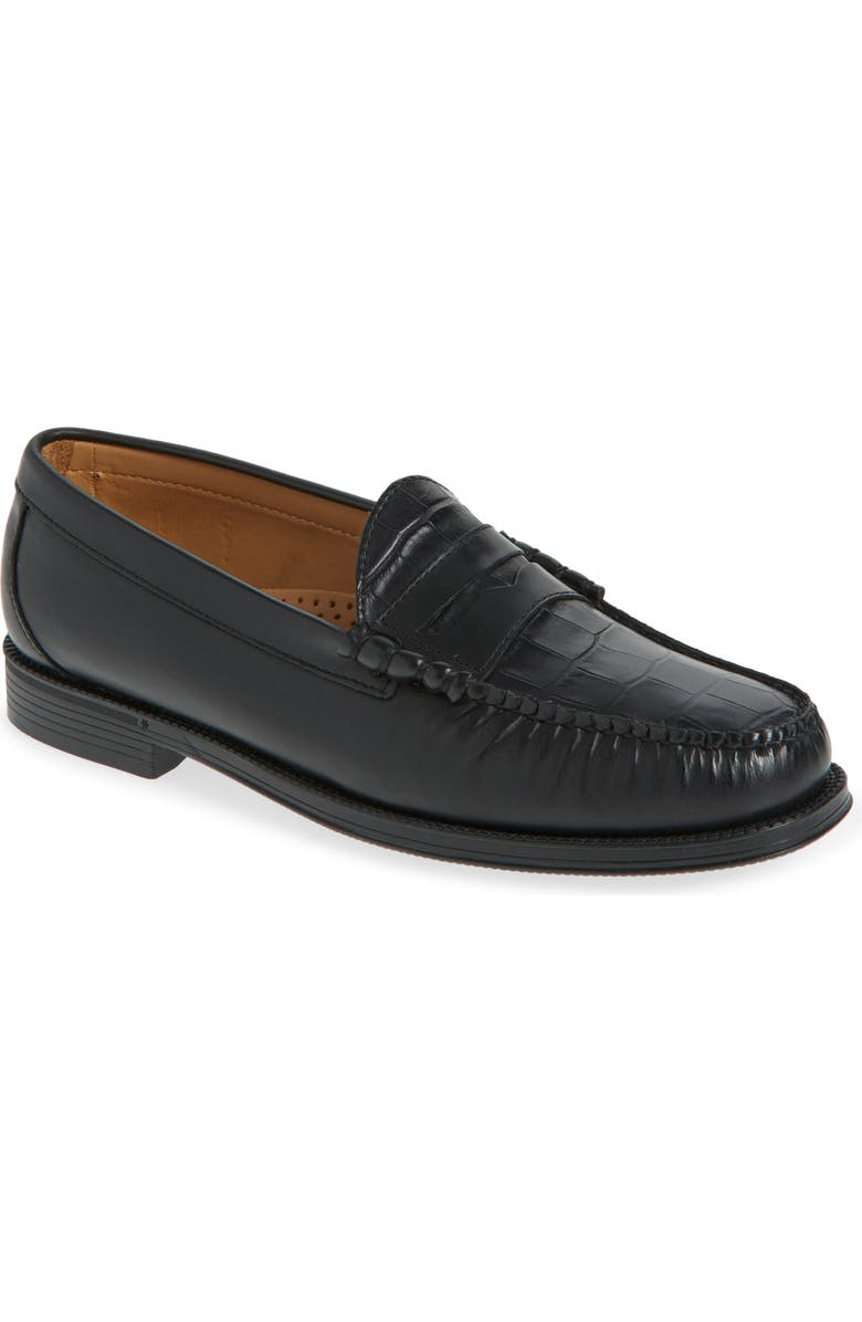G.H.BASS Larson Easy Weejun Penny Loafer, Main, color, Black Combo Croco