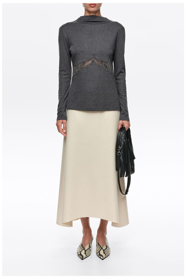 T-shirt with Lace Waist, Alternate, color, DARK GREY