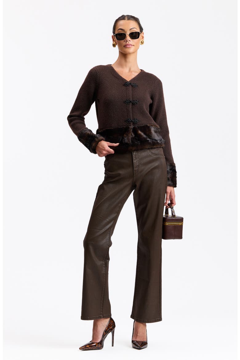 Coated High Waist Bootcut Jeans, Alternate, color, BROWN COATED