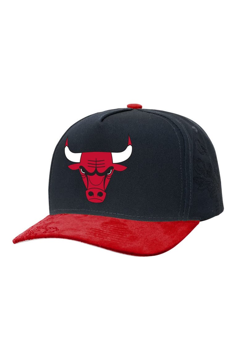 Men's Mitchell & Ness  Black/Red Chicago Bulls May Flowers Adjustable Hat, Main, color, Black