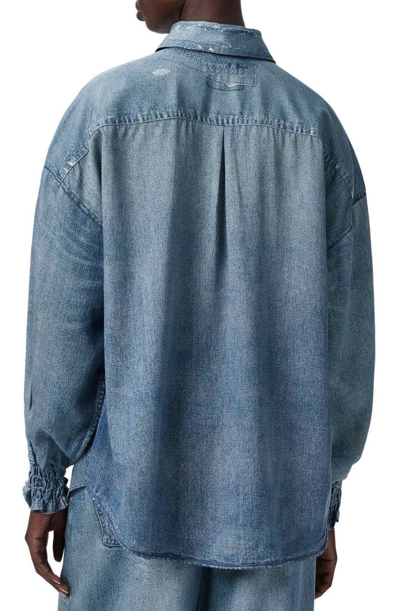 AllSaints Charli Button-Up Denim Shirt, Alternate, color, Illusion Indigo