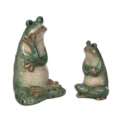 T/C Frog Decor Thinking Set of 2 Ceramic Decorative Objects for Home and Garden