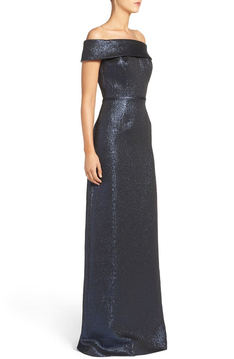 Teri Jon Rickie Freeman for Teri Jon Metallic Column Gown, Alternate, color,